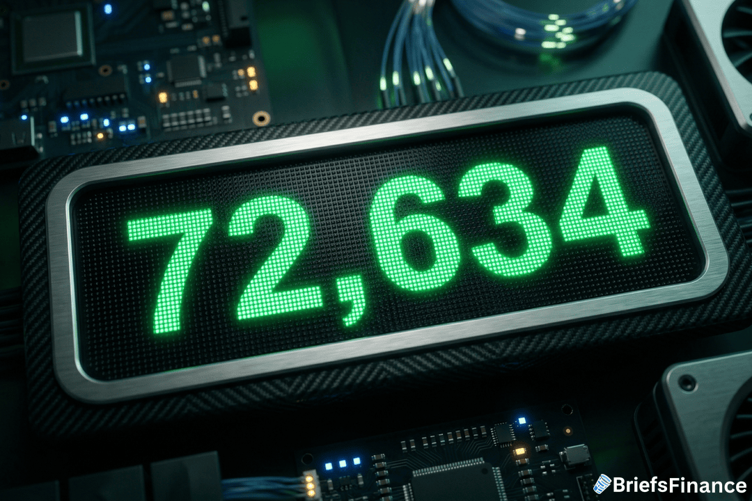 An electronic display shows the number 72,634 in bright green digits, surrounded by circuit boards and cables.